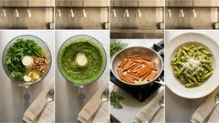 Ζυμαρικά με πέστο καρότου και καρύδια – γρήγορο, αρωματικό πιάτο