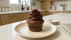 Σοκολατένια cupcakes χωρίς βούτυρο — με frosting γλυκοπατάτας που στέκεται τέλεια